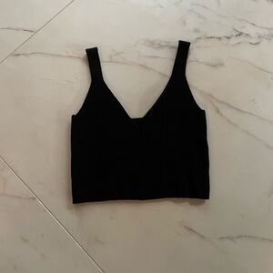 V neck cropped cashmere tank